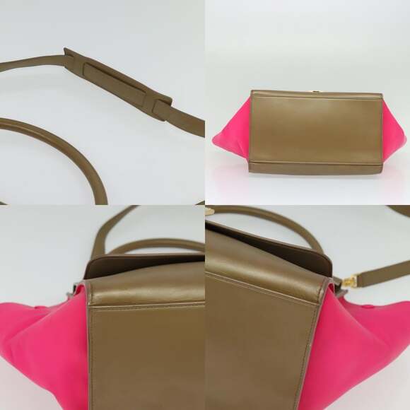CELINE Trapeze Hand Bag Leather Beige Gold - Picture 10 of 13